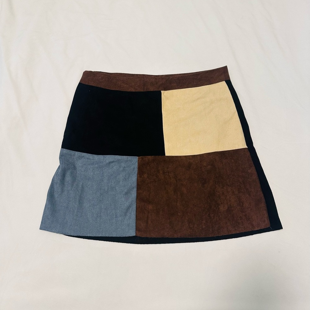 SHEIN Colorblock Mini Skirt - Black, Brown, Yellow, Blue